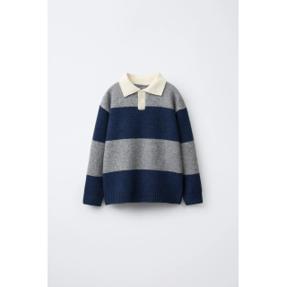 ТРИКОТАЖНЫЙ СВИТЕР ПОЛО В ПОЛОСКУ