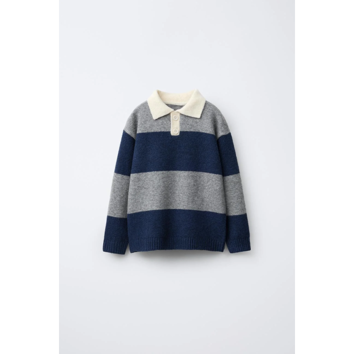 ТРИКОТАЖНЫЙ СВИТЕР ПОЛО В ПОЛОСКУ