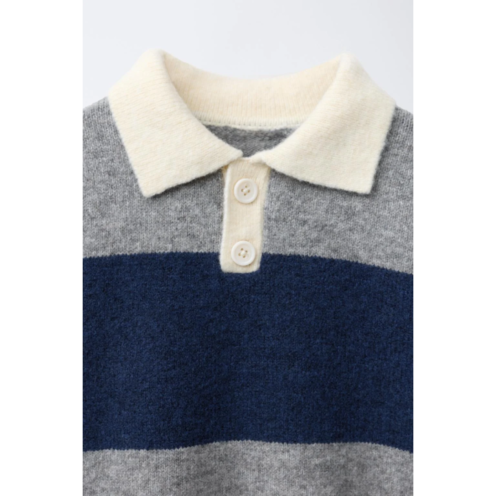 ТРИКОТАЖНЫЙ СВИТЕР ПОЛО В ПОЛОСКУ