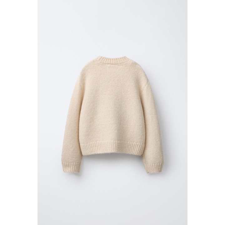 ДЖЕМПЕР ВЯЗАНЫЙ С ЦВЕТАМИ ИЗ ОРГАНЗЫ