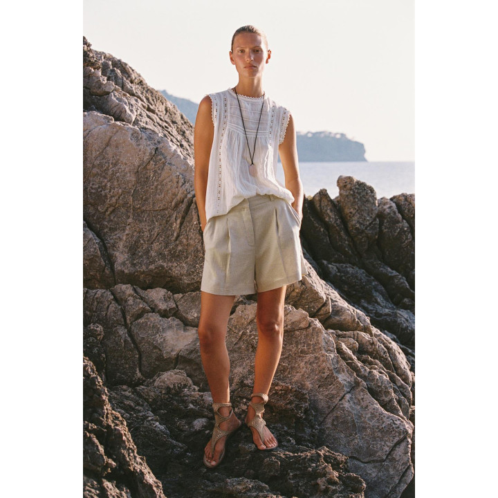 ШОРТЫ ИЗ СМЕСОВОГО ЛЬНА С ВЫСОКОЙ ПОСАДКОЙ