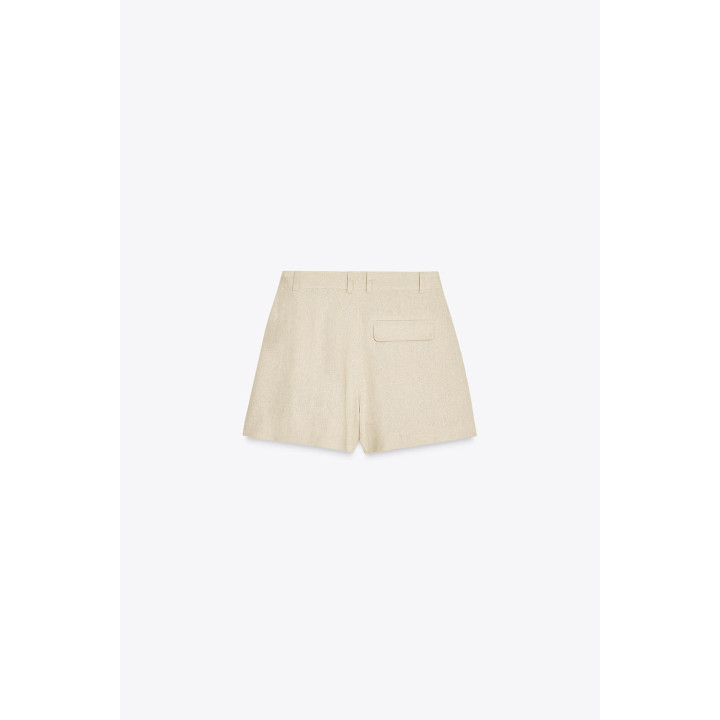 ШОРТЫ ИЗ СМЕСОВОГО ЛЬНА С ВЫСОКОЙ ПОСАДКОЙ