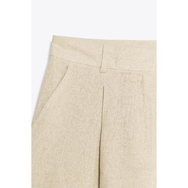 ШОРТЫ ИЗ СМЕСОВОГО ЛЬНА С ВЫСОКОЙ ПОСАДКОЙ