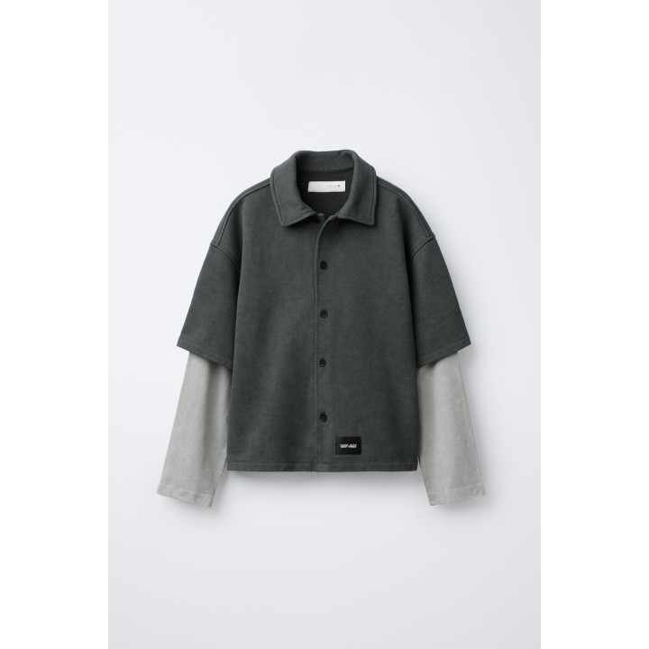 РУБАШКА ИЗ ФЛИСА С ДВОЙНЫМИ РУКАВАМИ И ЭФФЕКТОМ СТИРКИ