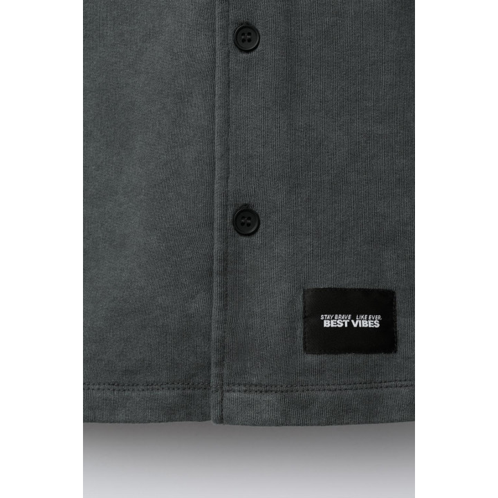 РУБАШКА ИЗ ФЛИСА С ДВОЙНЫМИ РУКАВАМИ И ЭФФЕКТОМ СТИРКИ