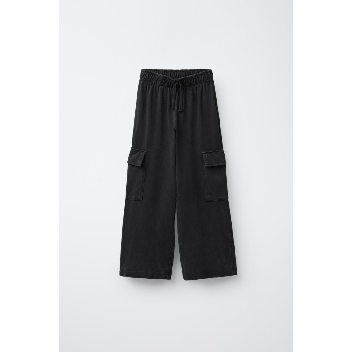 БРЮКИ WIDE LEG КАРГО С ЭФФЕКТОМ ПОТЕРТОСТИ