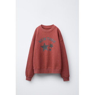 WASHED EFFECT SWEATSHIRT WITH SHINY STARS