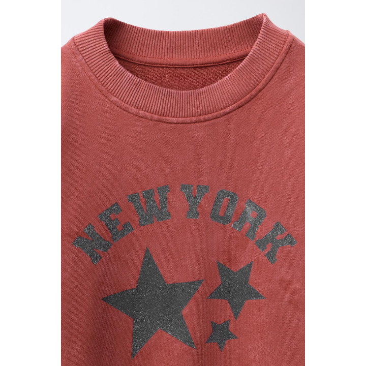 WASHED EFFECT SWEATSHIRT WITH SHINY STARS