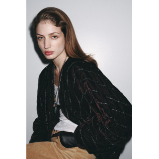 СТЕГАНОЕ БАРХАТНОЕ КИМОНО С БУСИНАМИ