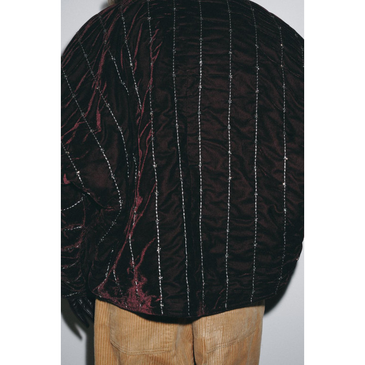 СТЕГАНОЕ БАРХАТНОЕ КИМОНО С БУСИНАМИ