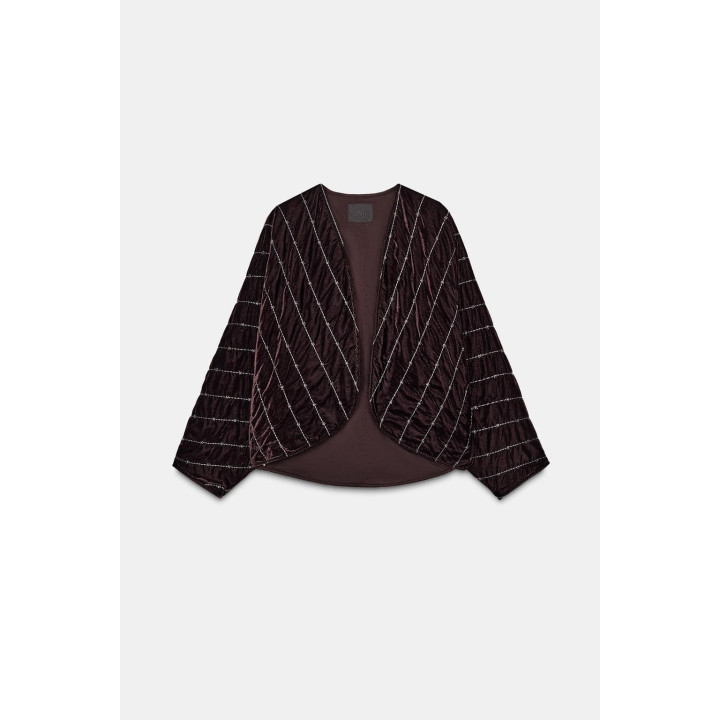 СТЕГАНОЕ БАРХАТНОЕ КИМОНО С БУСИНАМИ