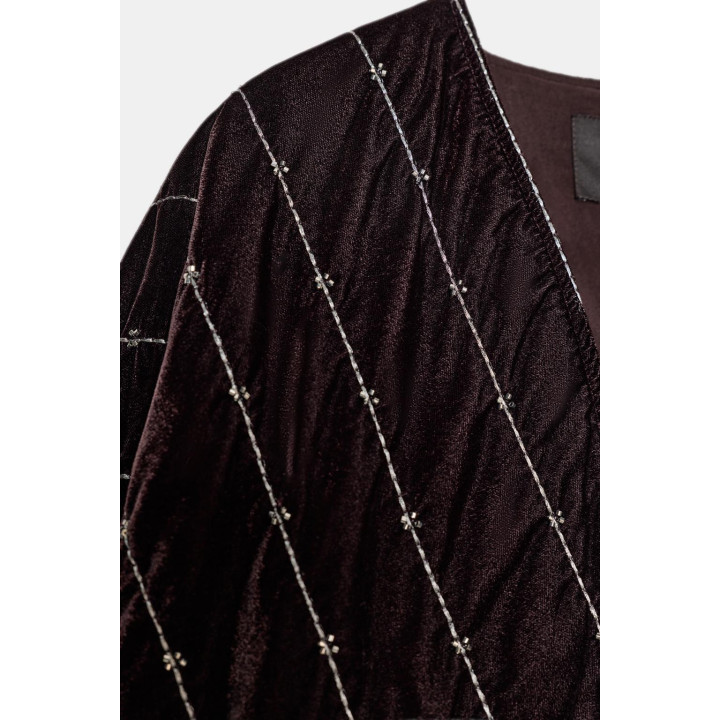 СТЕГАНОЕ БАРХАТНОЕ КИМОНО С БУСИНАМИ