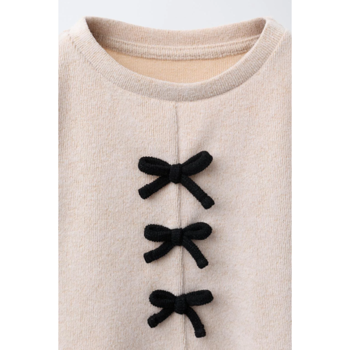 ЛОНГСЛИВ SOFT TOUCH С КОНТРАСТНЫМИ БАНТАМИ