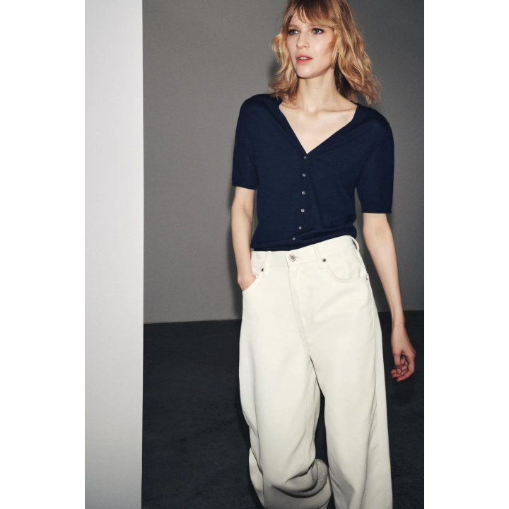 КАРДИГАН ИЗ 100% ЭКСТРАТОНКОЙ ШЕРСТИ С КОРОТКИМ РУКАВОМ