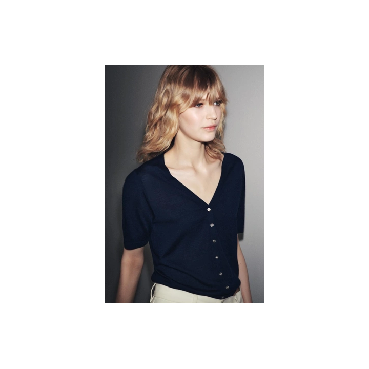 КАРДИГАН ИЗ 100% ЭКСТРАТОНКОЙ ШЕРСТИ С КОРОТКИМ РУКАВОМ