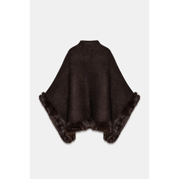 ПОНЧО-НАКИДКА ИЗ ИСКУССТВЕННОГО МЕХА