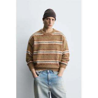 Свитер в полоску с начесом jacquard