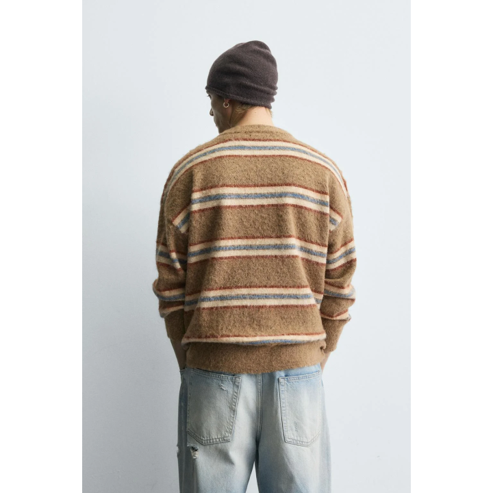 Свитер в полоску с начесом jacquard