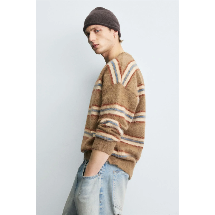 Свитер в полоску с начесом jacquard