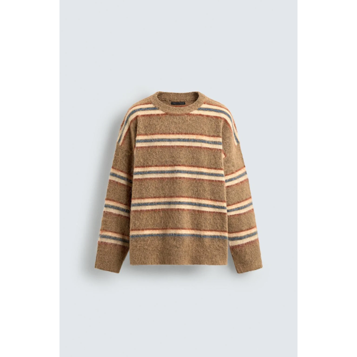 Свитер в полоску с начесом jacquard