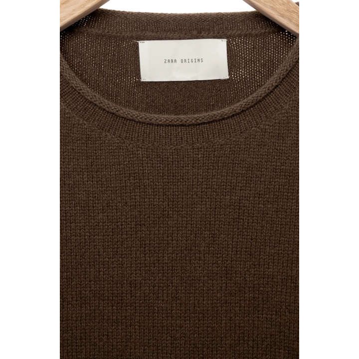 СВИТЕР ИЗ 100% ШЕРСТИ С ЗАВЕРНУТЫМИ КРАЯМИ