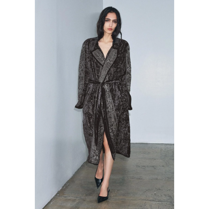 КИМОНО ИЗ БАРХАТА С ВЫШИВКОЙ — ZW COLLECTION LIMITED EDITION