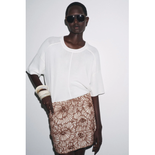 КОРОТКАЯ ЮБКА С ВЫШИВКОЙ В ВИДЕ ЦВЕТОВ — ZW COLLECTION