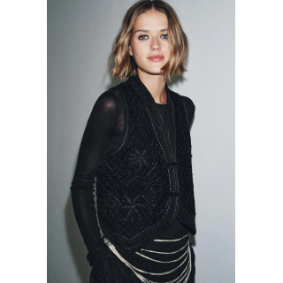 БАРХАТНЫЙ ЖИЛЕТ С ВЫШИВКОЙ ZW COLLECTION LIMITED EDITION