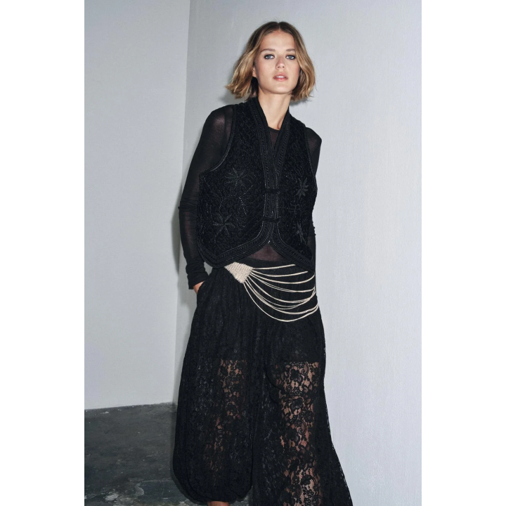 БАРХАТНЫЙ ЖИЛЕТ С ВЫШИВКОЙ ZW COLLECTION LIMITED EDITION