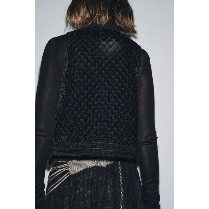 БАРХАТНЫЙ ЖИЛЕТ С ВЫШИВКОЙ ZW COLLECTION LIMITED EDITION