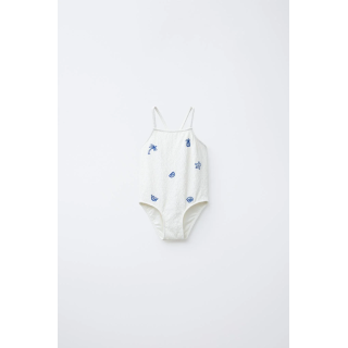 Купальник с вышивкой и текстурой, 2-6 лет