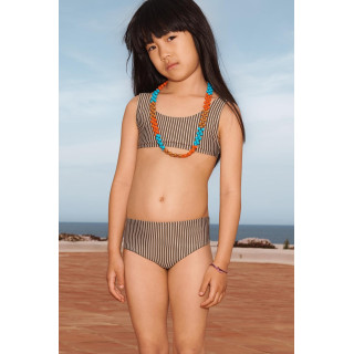 Лиф и трусы бикини с высокой талией полосатые ограниченной коллекции