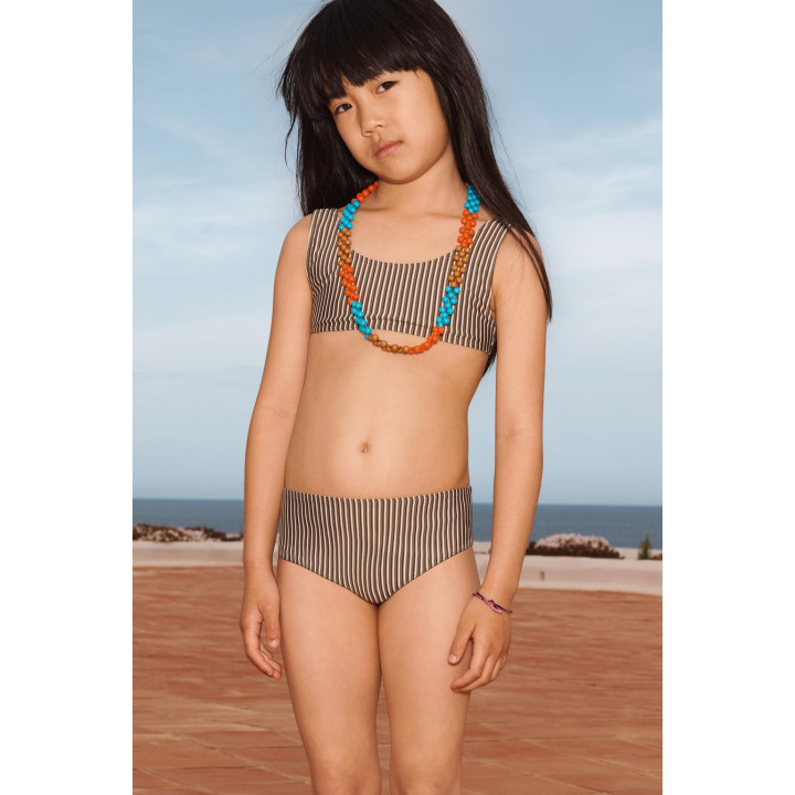 Лиф и трусы бикини с высокой талией полосатые ограниченной коллекции