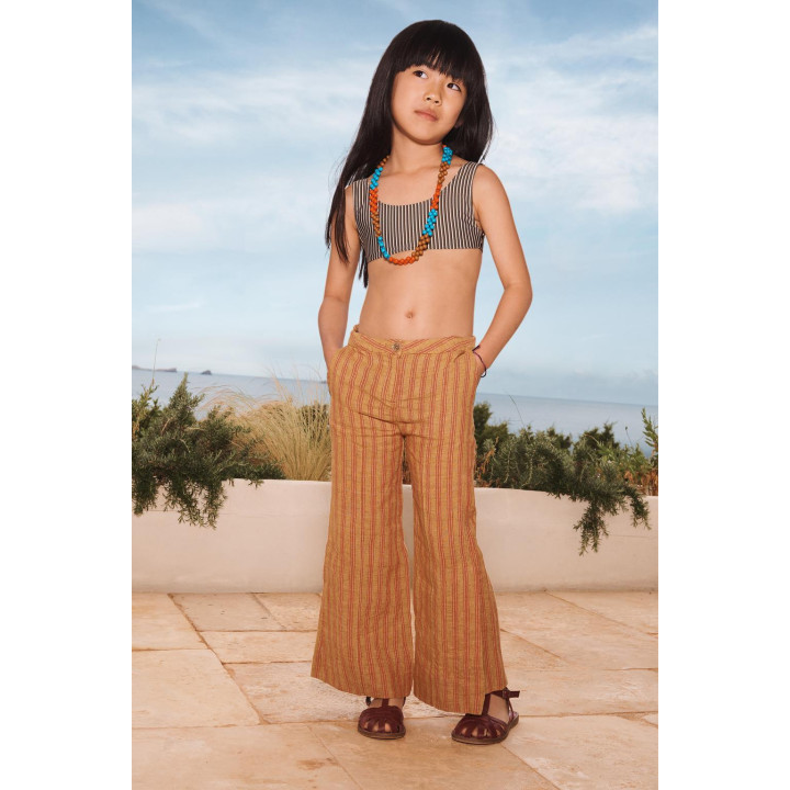 Лиф и трусы бикини с высокой талией полосатые ограниченной коллекции