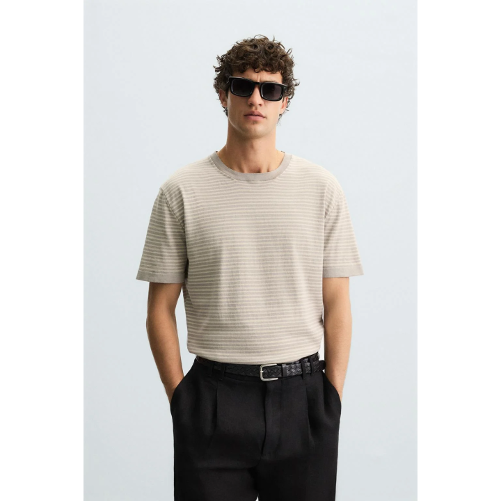 ПОЛОСАТАЯ ФУТБОЛКА ИЗ ХЛОПКА И ЛЬНА