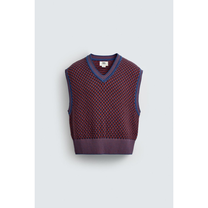 КОНТРАСТНЫЙ ТРИКОТАЖНЫЙ ЖИЛЕТ