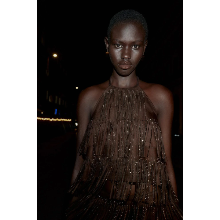 ТОП С БАХРОМОЙ И БЛЕСТЯЩИМ ЭФФЕКТОМ ЗАМШИ