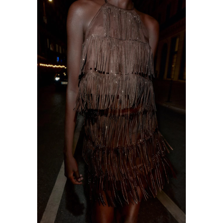 ТОП С БАХРОМОЙ И БЛЕСТЯЩИМ ЭФФЕКТОМ ЗАМШИ