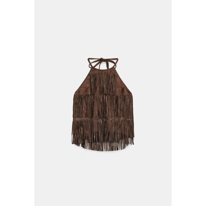 ТОП С БАХРОМОЙ И БЛЕСТЯЩИМ ЭФФЕКТОМ ЗАМШИ