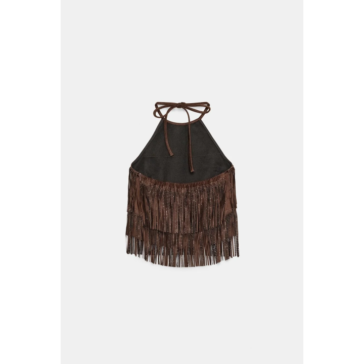 ТОП С БАХРОМОЙ И БЛЕСТЯЩИМ ЭФФЕКТОМ ЗАМШИ