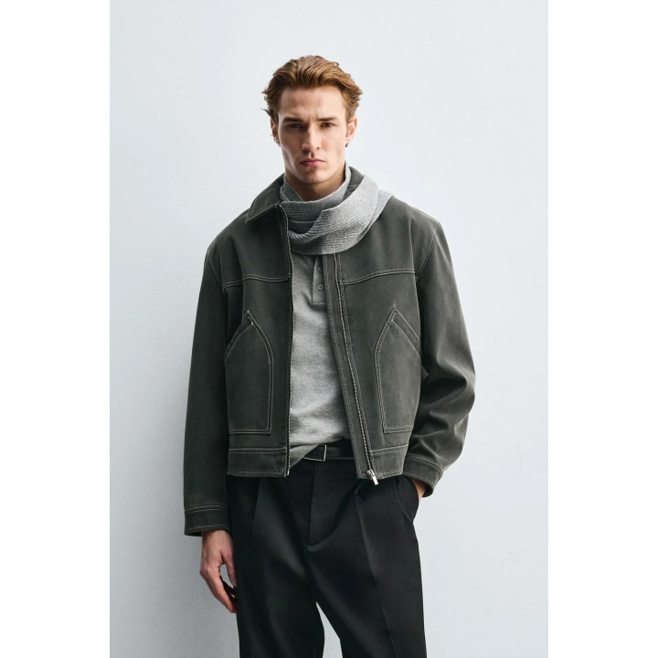 КУРТКА В ВИНТАЖНОМ СТИЛЕ ИЗ ИСКУССТВЕННОЙ ЗАМШИ