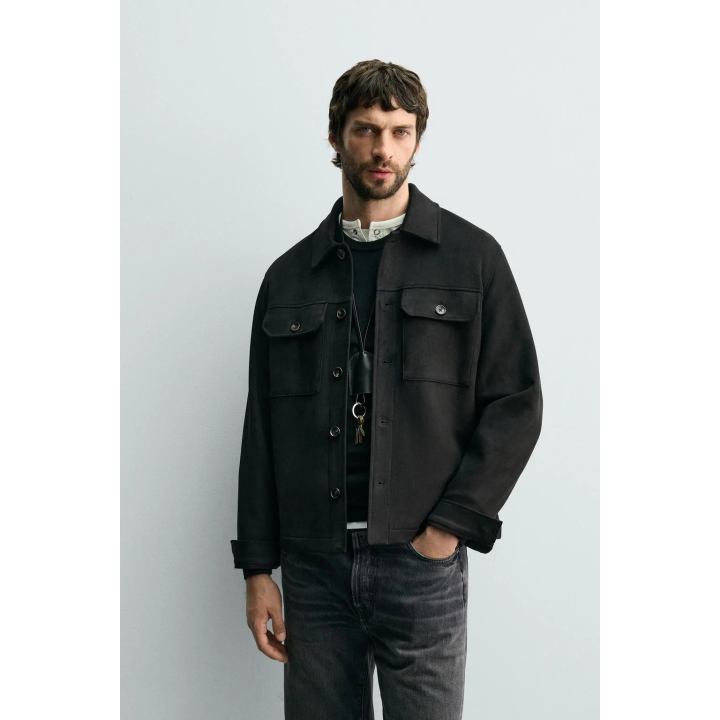 КУРТКА-РУБАШКА ИЗ ИСКУССТВЕННОЙ ЗАМШИ