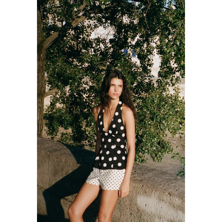 ТОП В ГОРОШЕК С ГОРЛОВИНОЙ ХАЛТЕР И БАНТОМ НА СПИНЕ