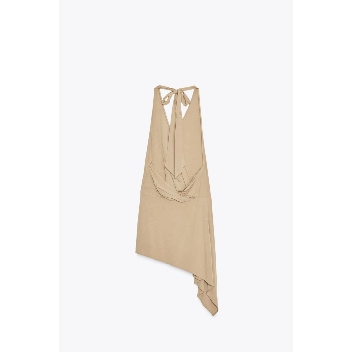 КОРОТКОЕ ПЛАТЬЕ ХАЛТЕР ИЗ СТРУЯЩЕЙСЯ ТКАНИ