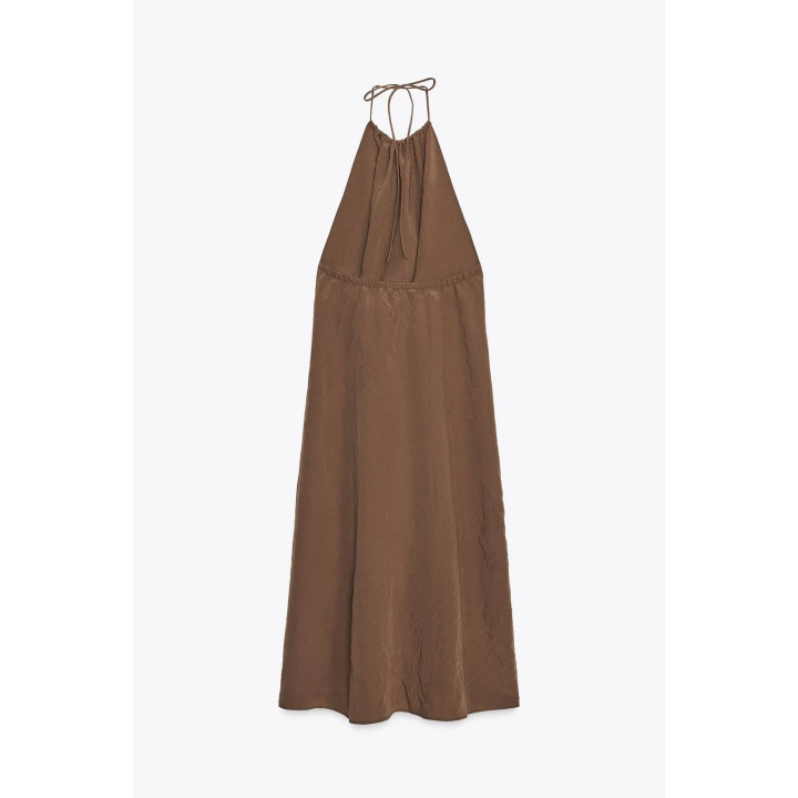 ПЛАТЬЕ ИЗ СТРУЯЩЕЙСЯ ТКАНИ С ГОРЛОВИНОЙ ХАЛТЕР И ОТКРЫТОЙ СПИНОЙ