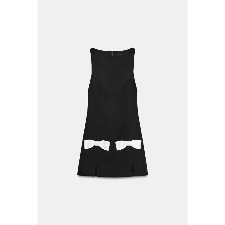 CONTRAST BOW MINI DRESS