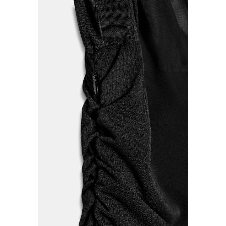 КОМБИНИРОВАННОЕ ПЛАТЬЕ МИДИ СО СБОРКАМИ