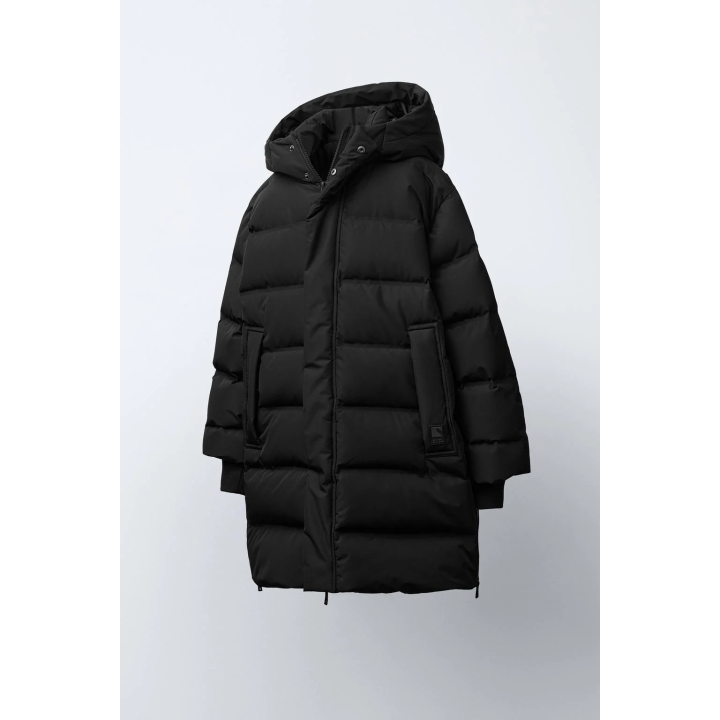 Длинный пуховик с водоотталкивающей отделкой