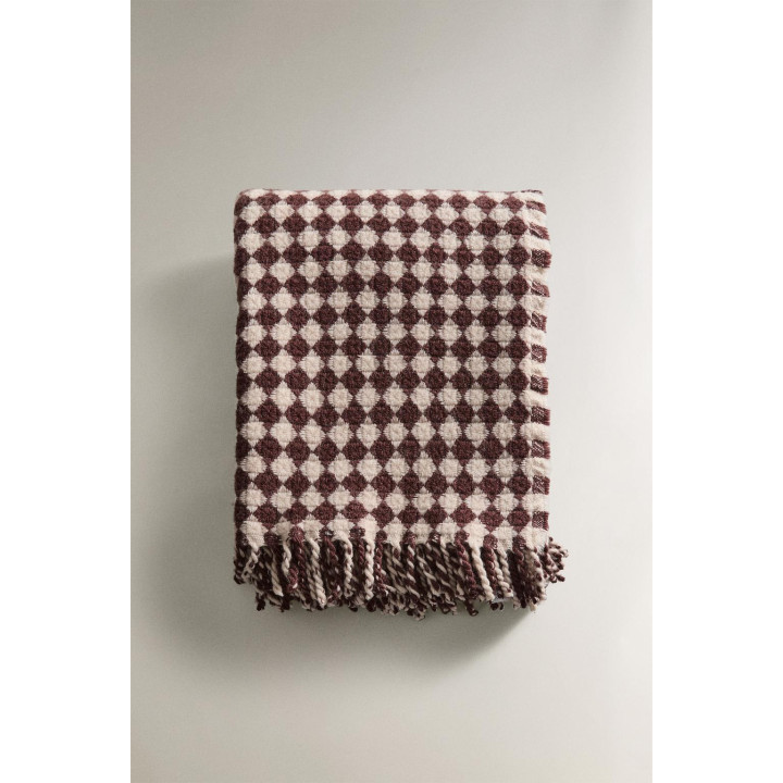 Плед из шерсти с цветочным узором