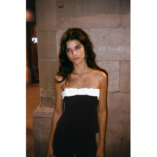 ТОП БЕЗ БРЕТЕЛЕЙ С КОМБИНИРОВАННЫМ БАНТОМ